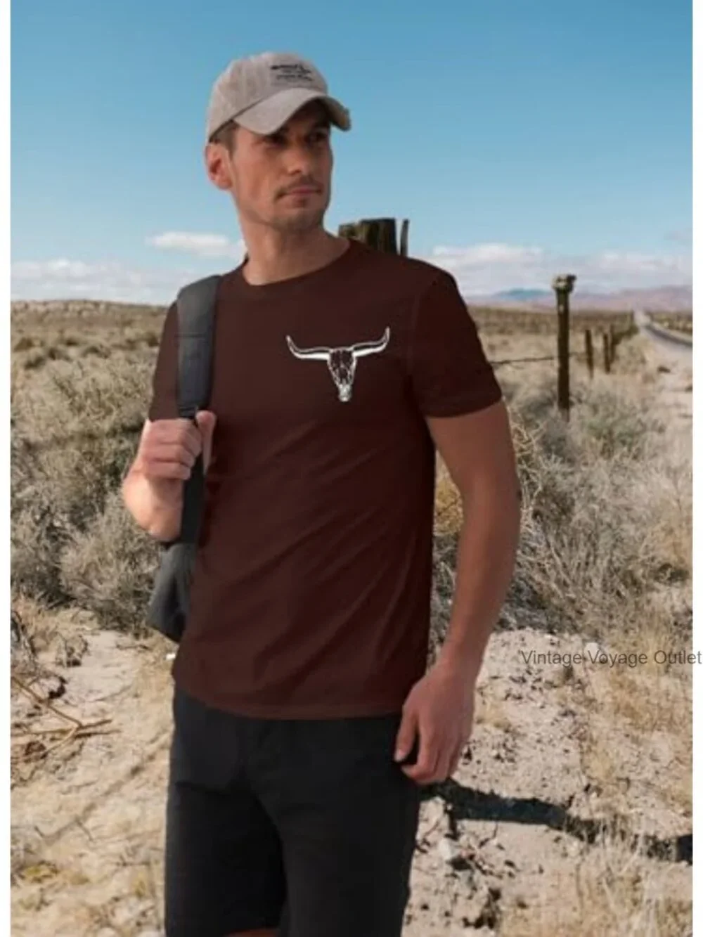 Western Cowboy Graphic Tee Mens Vintage Concert T-Shirt Cotton Blend